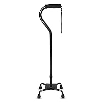 RMS Quad Cane - Adjustable Walking Cane with A Large Four-Pronged Base for Extra Stability - Foam Padded Offset Handle for Secure & Comfort Grip - Works for Right or Left Handed Men or Women