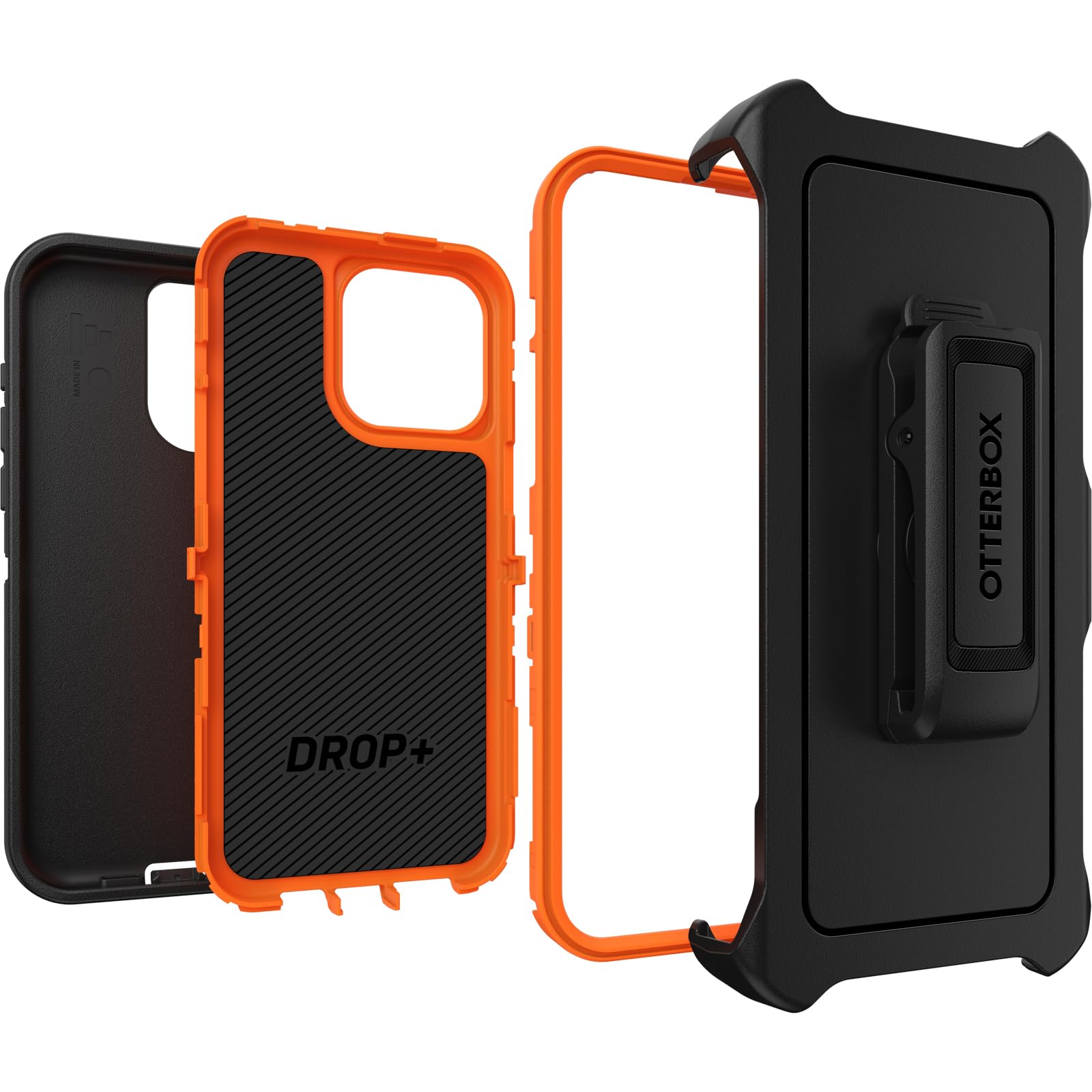 OtterBox iPhone 15 Pro MAX (Only) Defender Series Case - REALTREE EDGE (Blaze Orange/Black/RT Edge) , rugged & durable, with port protection, includes holster clip kickstand