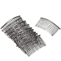 Rocutus 10 pieces 20 Teeth Fancy DIY Metal Wire Hair Clip Combs Metal Wire Hair Combs Wire Twist Bridal Wedding Veil Combs for Women (Black)
