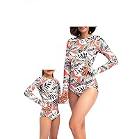 Women and Girls Matching Swimsuit: Long Sleeve One Piece Rash Guard Bathing Suit UPF 50+ (Please Order Separately)