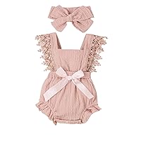 Douhoow Infant Baby Girl Plaid Romper Baby Short Sleeve Pleated Romper Bodysuit Summer Spring Outfits