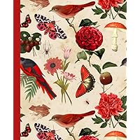 Graph/Grid Paper Composition Notebook: Red Flowers, Fruit, and Fungi Graph/Grid Paper Composition Notebook 7.5 x 9.25 in, 200 pages book