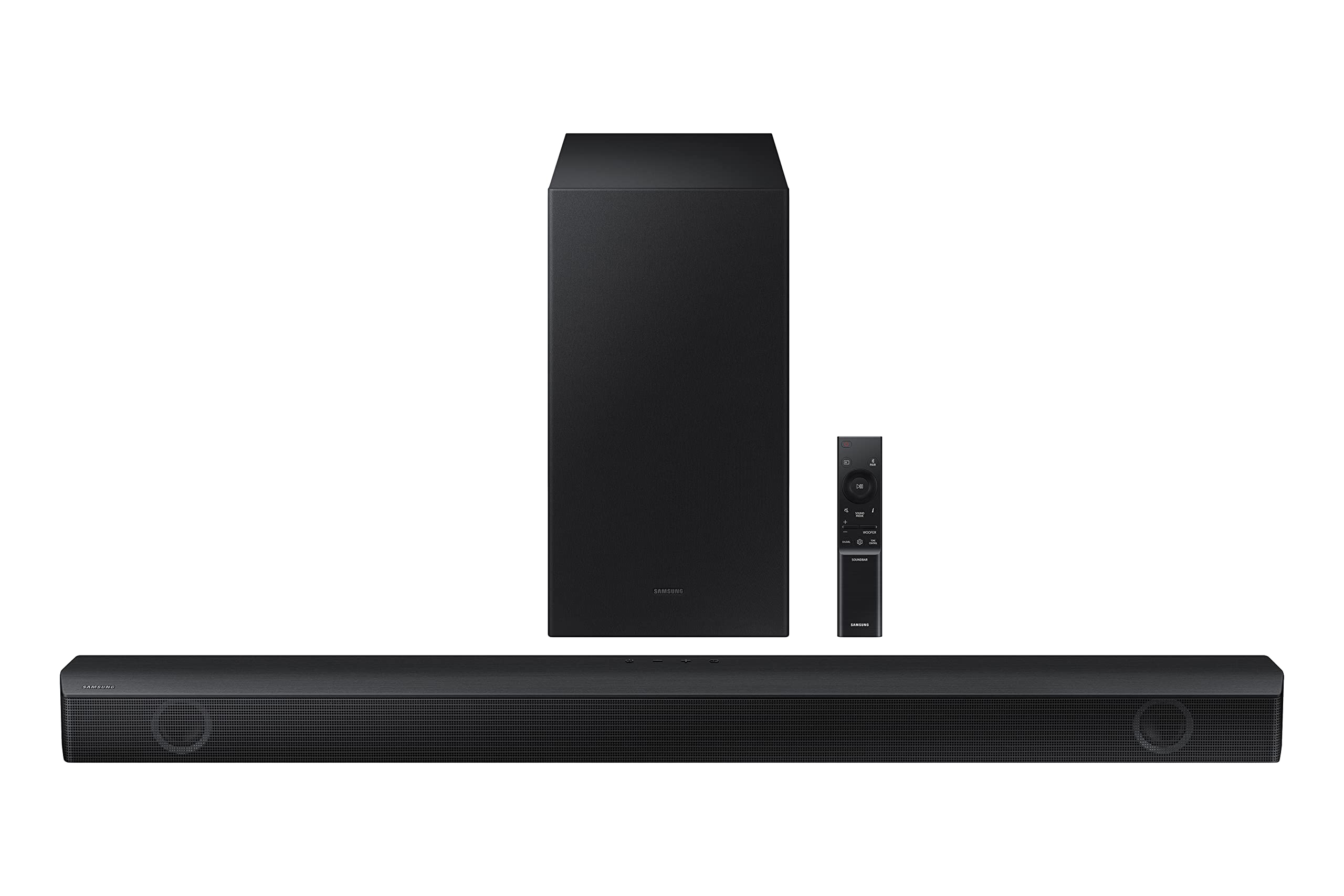 SAMSUNG HW-B550/ZA 2.1ch Soundbar w/Dolby Audio, DTS Virtual:X, Bass Boosted, Subwoofer Included, Adaptive Sound Lite, Bluetooth Multi Device Connection, Wireless Surround Sound Compatible, 2022,Black