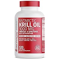 Bronson Antarctic Krill Oil 1000 mg with Omega-3s EPA, DHA, Astaxanthin and Phospholipids 120 Softgels