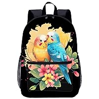 Budgie Parakeet Lovebird 17 Inch Laptop Backpack Large Capacity Daypack Travel Shoulder Bag for Men&Women