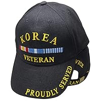 AES Korea Korean War Veteran Proudly Served Embroidered Hat Black Ball Cap EE 0508