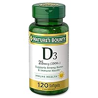 Nature's Bounty Vitamin D3 1000 100 mg Soft Gels, 120 Count