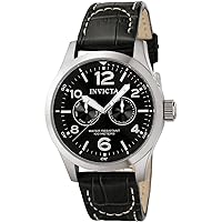 Invicta Men's I-Force Stainless Steel Swiss Quartz Watch with Leather Strap, Black, 24 (Model: 0764, 6104, 12975)