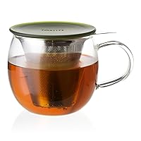 FORLIFE Lucidity Glass Brew Cup with Strainer, 12 oz/355ml, Green Tea