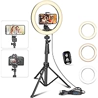 UBeesize 10'' Selfie Ring Light with 62'' Tripod Stand, Led Ring Light with Phone Holder and Remote for Video Recording/Zoom Meeting (YouTube/Tiktok/Twitch), Compatible with Phones, Cameras & Webcams