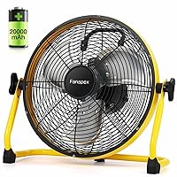 12'' Portable Battery Operated Fan, 20000 mAh Cordless Rechargeable Floor Camping Fan for Outdoor, DC 24V, 40dB Low Noise,6-32 Longer Running Time, High-Velocity 5.8 m/s
