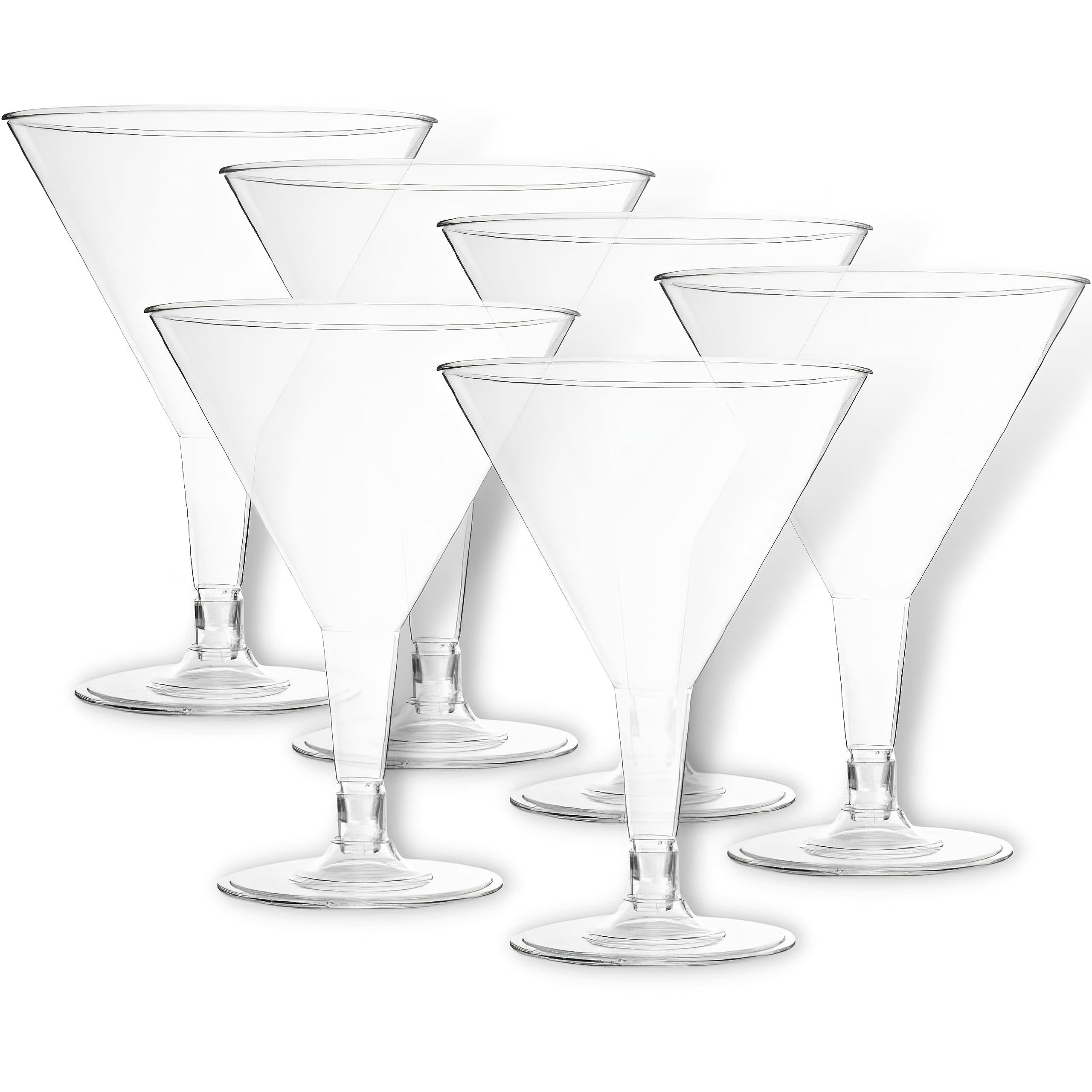 Blue Sky Clear Plastic 6oz Martini Cups (6 Count) | Elegant Disposable Party Drinkware for Cocktail Events and Gatherings