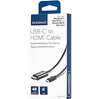 INSIGNIA 6’ USB-C to HDMI Cable - Black - Model: NS-PCKCH6