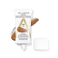 Almay Anti-Aging Foundation, Smart Shade Face Makeup with Hyaluronic Acid, Niacinamide, Vitamin C & E, Hypoallergenic-Fragrance Free, 600 Tan, 1 Fl Oz (Pack of 1)