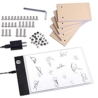 270 Sheets Animation Paper with Removable Screws & LED Light Box for Tracing and Drawing flip Book kit USB Powered A5 Lightbox with Stepless dimming and Ruler 
