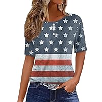 T Shirts for Women, 4Th of July Womens Short Crew Neck Ladies Summer Tee Tshirt Business Casual Shirt, S, 3XL