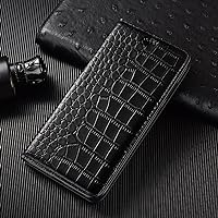 Crocodile Genuine Leather Flip Case for iPhone 7 8 Plus X XS XR 11 12 13 14 15 Pro Mini SE 2020 Max Phone Wallet Cover Cases,Black, for iPhone 11
