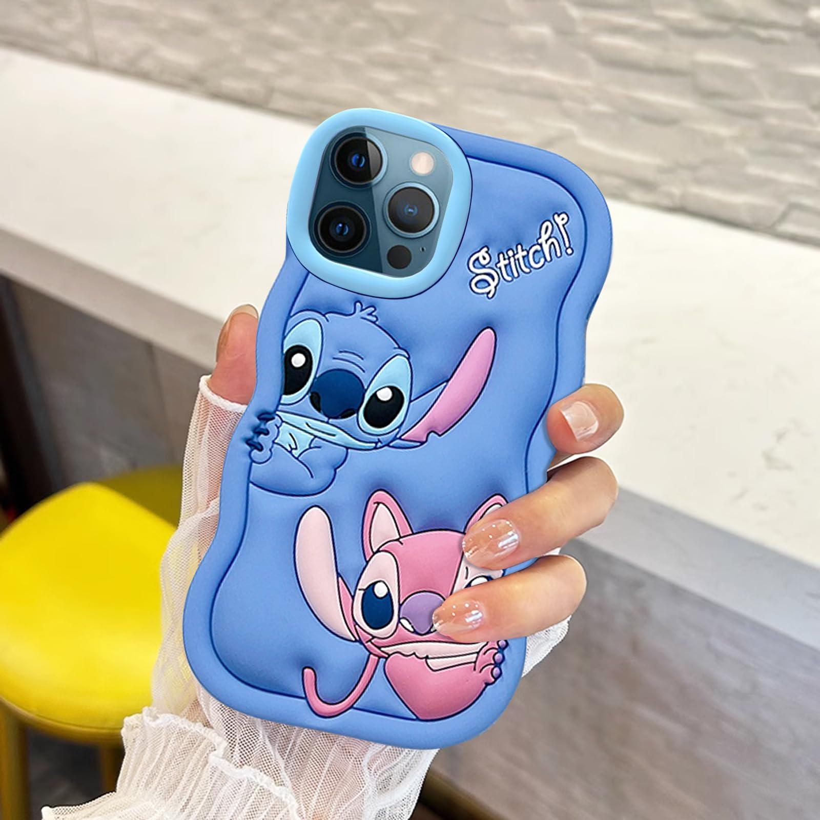 Cases for iPhone 12 Pro Max Case, Stich Cute 3D Cartoon Unique Soft Silicone Cool Animal Character Anti-Bump Protector Boys Kids Girls Gifts Cover Housing Skin Shell for iPhone 12 Pro Max 6.7”