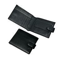 Men's Classic Bifold Coin Pocket Premium Genuine Leather Wallet Black