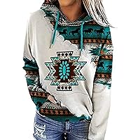 Womens Hoodie Plus Size Hoodies for Women Western Ethnic Style Geometric Rhombus Printed Sweatshirts Shirt Top Teen Girls
