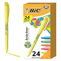 BIC Brite Liner Highlighters, Chisel Tip, 24-Count Pack of Highlighters Assorted Colors, Ideal Highlighter Set for Organizing and Coloring