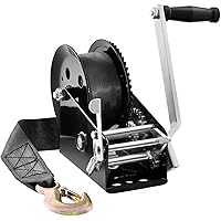 VEVOR Hand Winch, 3500 lbs Pulling Capacity, Boat Trailer Winch Heavy Duty Rope Crank with 33 ft Polyester Strap and Two-Way Ratchet, Manual Operated Hand Crank Winch for Trailer, Boat or ATV Towing