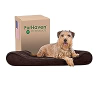 Orthopedic Dog Bed for Large/Medium Dogs w/ Removable Washable Cover, For Dogs Up to 38 lbs - Microvelvet Luxe Lounger Contour Mattress - Espresso, Large