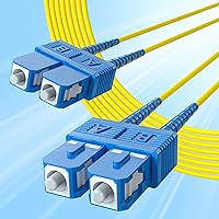Fiber Patch Cable - SC to SC OS2 10Gb/Gigabit Singlemode Jumper Duplex 9/125 LSZH Fiber Optic Cord for SMF SFP Transceiver, Yellow, 100-meter(328-ft)