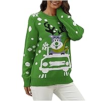 Women's Knited Reindeer Patterns Christmas Sweaters Snowflake Ugly Christmas Sweater Pullovers Winter Casual Tops