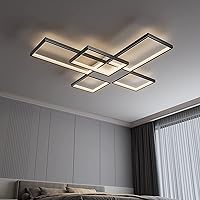 LED Ceiling Light Fixture,92W Modern Flush Mount Ceiling Light,Black Square Acrylic Ceiling Lamp for Kitchen Bedroom Study Living Room Office Dining Room,Dimmable/Memory Function/3000-6000K…