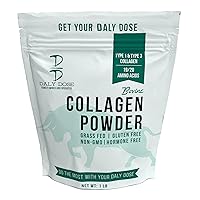 Hydrolyzed Bovine Collagen, 1 lb Bag, Unflavored, 12g Protein per Serving, Type I & III, Keto/Paleo, 0 Sugar, Pesticide/Antibiotic Free, Non-Irradiated, Grass-fed Beef