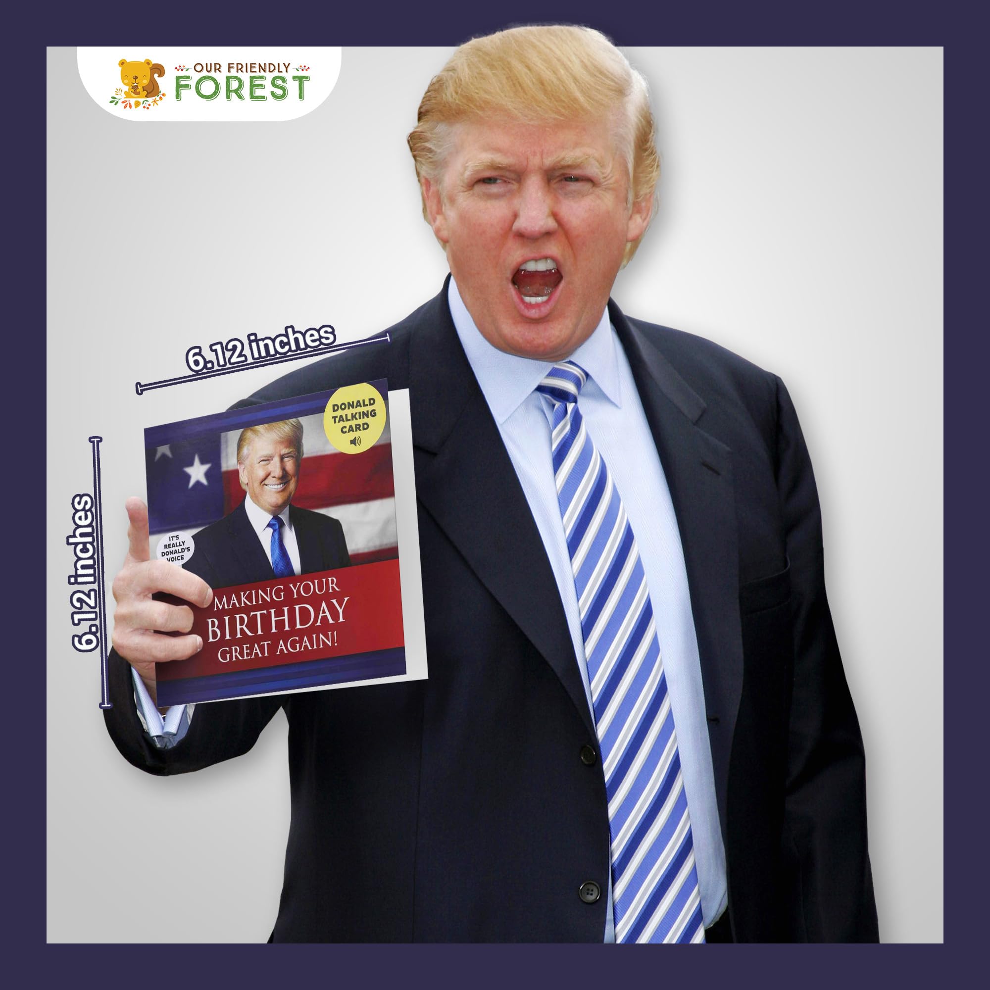 Talking Trump Birthday Card w/Trump's REAL Voice (Red) - The Best Donald Trump Gifts for Men Created, Funny Birthday Cards for Women, Birthday Gift for Husband, Unique Trump Birthday Cards for Men