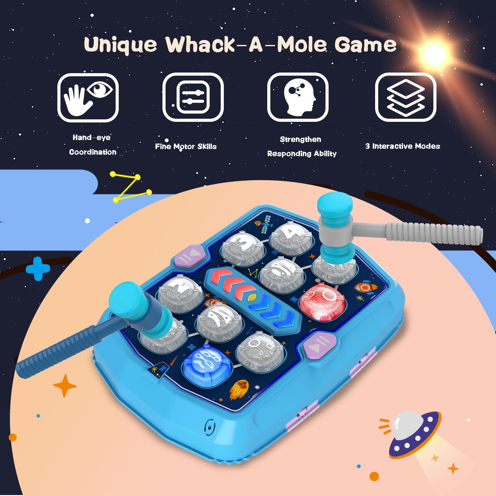 Whack a Mole Games for Toddlers - 8 Buttons Light Up Dance Mat for Kids Ages 3 4-8 8-12