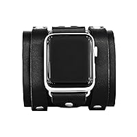 wide Leather cuff band compatible with Apple watch 38mm 40mm 41mm 42mm 44mm 45mm 49mm, Handmade UA 1715 (other colors & sizes)