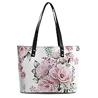 Womens Handbag Flowers Bloom Pink Leather Tote Bag Top Handle Satchel Bags For Lady