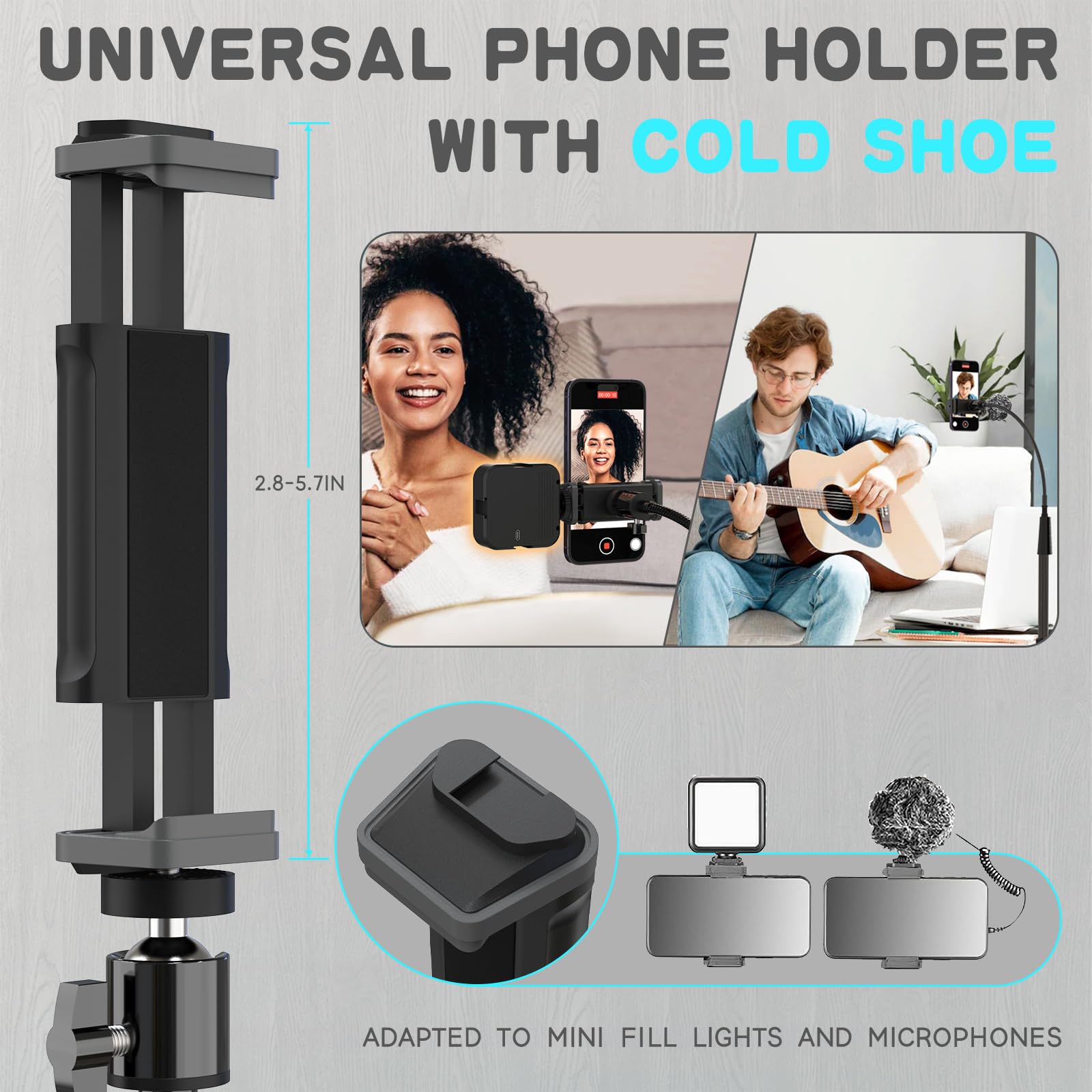 UBeesize 92’’ Cell Phone Tripod Stand with 16.5’’ Gooseneck and Remote, Overhead Tripod with Adjustable 360°Ball Head & Phone Holder for iPhone 14 Pro Max/Plus/13/12/11, Samsung S22 S21, Android