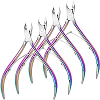 4 Packs Cuticle Nipper, Premium Stainless Steel Cuticle Trimmer for Manicure & Pedicure at Home/Spa/Salon [Rainbow Color]