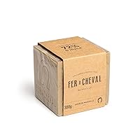 Fer à Cheval Pure Olive Oil Marseille Soap Cube 300g by Fer à Cheval - Natural & Hypoallergenic Artisan Crafted Cleanser for Skin & Home