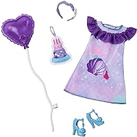 My First Barbie Clothes, Fashion Pack for 13.5-inch Preschool Dolls with Mermaid Birthday Accessories and Party Supplies