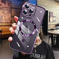 KANGHAR Compatible with iPhone 15 Pro Case Magnetic Plating [Support for Magsafe Charger] Wireless Electroplate Edge Shockproof Durable Full Body Protection for Girls Women -Purple
