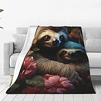 Fleece Throw Blanket for Couch, Plush Fuzzy Soft Flannel Blankets and Throws for Sofa, A Sloth and a Baby Sloth Cozy Bed Blankets for Travel Camping Chair, All Season Warm Blanket 50