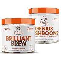 Genius Enlightened Energy Stack - Nootropic Mushroom Brew & Immune-Boosting Mushroom Capsules - Natural Clarity and Vitality Support
