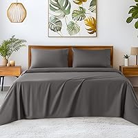 SONORO KATE 100% Egyptian Cotton Sheets - 1200 Thread Count, Luxury & Cooling Hotel Cotton Bed Sheets Set 4 Piece, Sateen Weave for Soft Feel, Fits Upto 16' Mattress (Dark Grey, California King)