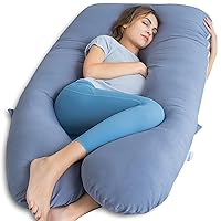 Pregnancy Pillows, 60 Inch Cooling U Shaped Body Pillow for Sleeping, Extra Long Maternity Pillow for Pregnant Women, Body Support for Adults, with Soft Silky Cover, Blue