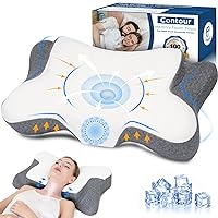 Teemour Cervical Pillow for Neck and Shoulder, Memory Foam Contour Neck Pillows Ergonomic Neck Support Pillow for Side Back Stomach Sleepers Orthopedic Pillow with Cooling Pillowcase