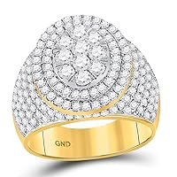 The Diamond Deal 10kt Yellow Gold Mens Round Diamond Statement Cluster Ring 2-1/2 Cttw