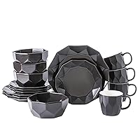 Stone Lain Jamie Porcelain Dinnerware Set, 16-Piece Service For 4, Black