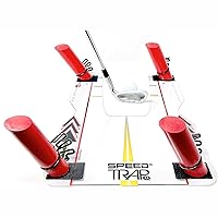 EyeLine Golf Speed Trap with Tethers - Build Confidence and Improve Your Swing with Slice and Hook Corrector- Swing Trainer, Path Aid, Greater Distance - Made in USA - Unbreakable Polycarbonate Base
