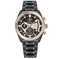 BENYAR Men's Watch Quartz Chronograph Movement 42 mm Dial Analogue Watch Stainless Steel Waterproof Watch Gift for Men BY-5201M