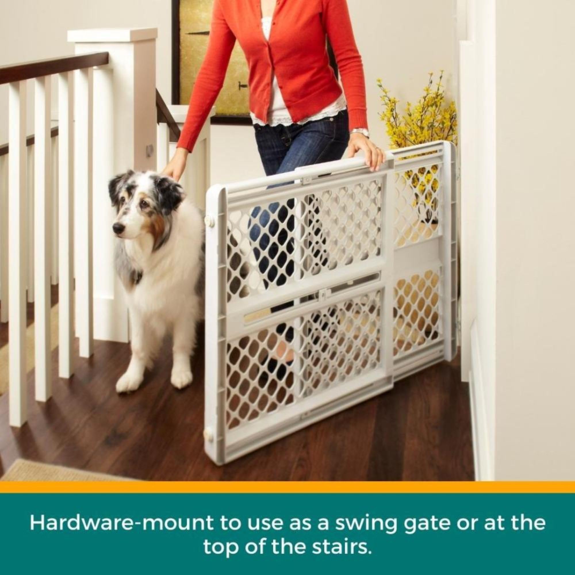 MYPET North States Universal Pet Gate: 26” - 42” Wide Dog Gate. Use as Pressure Mounted Gate or Swinging Door with Included Hardware. Dog Gates for Doorways, 26